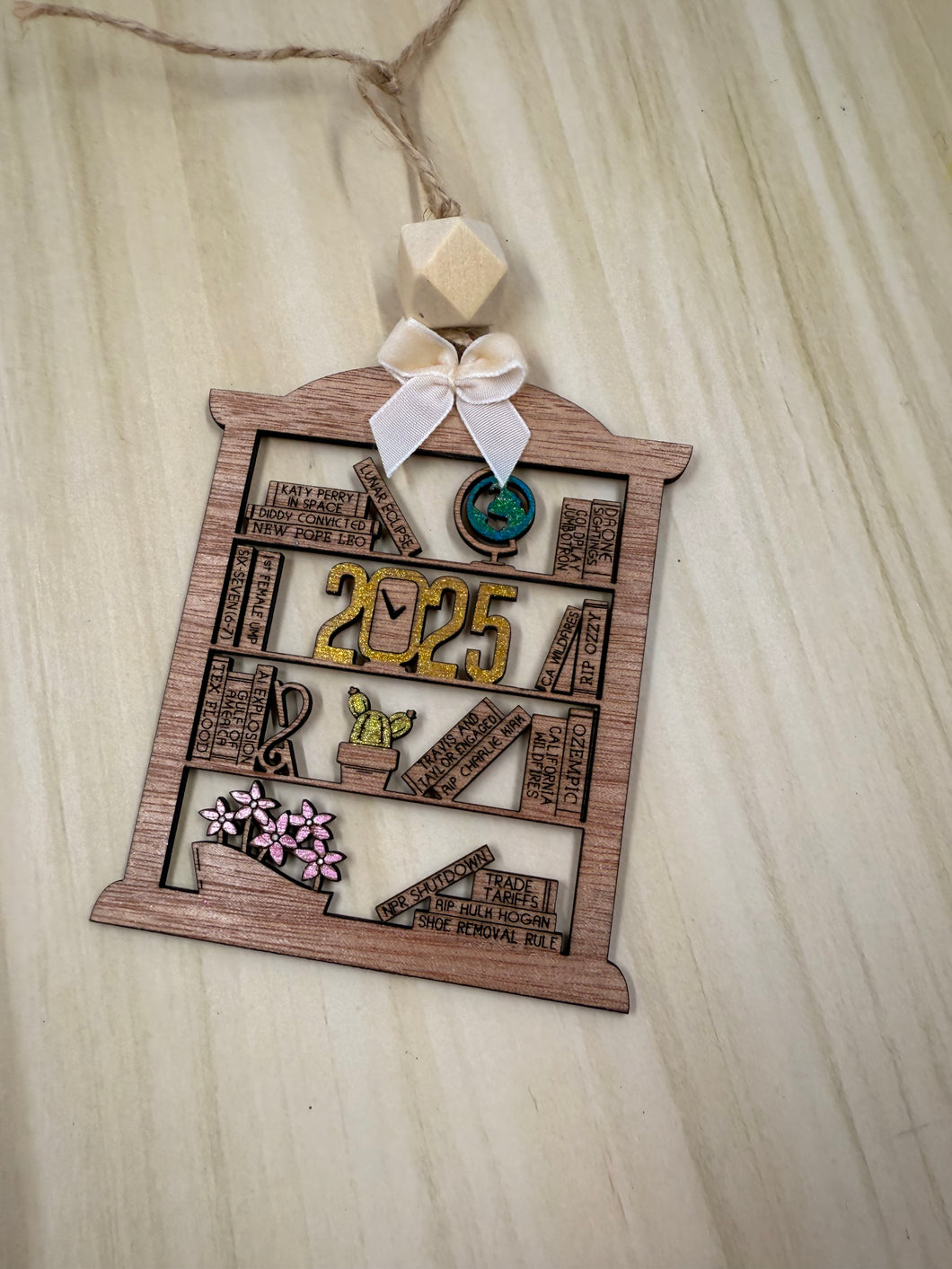2025 Bookshelf ornament Year in Review
