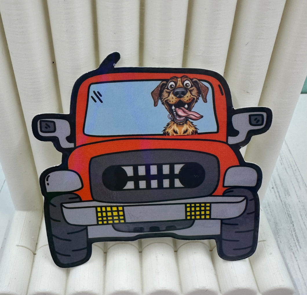 custom dogs in cars stickers