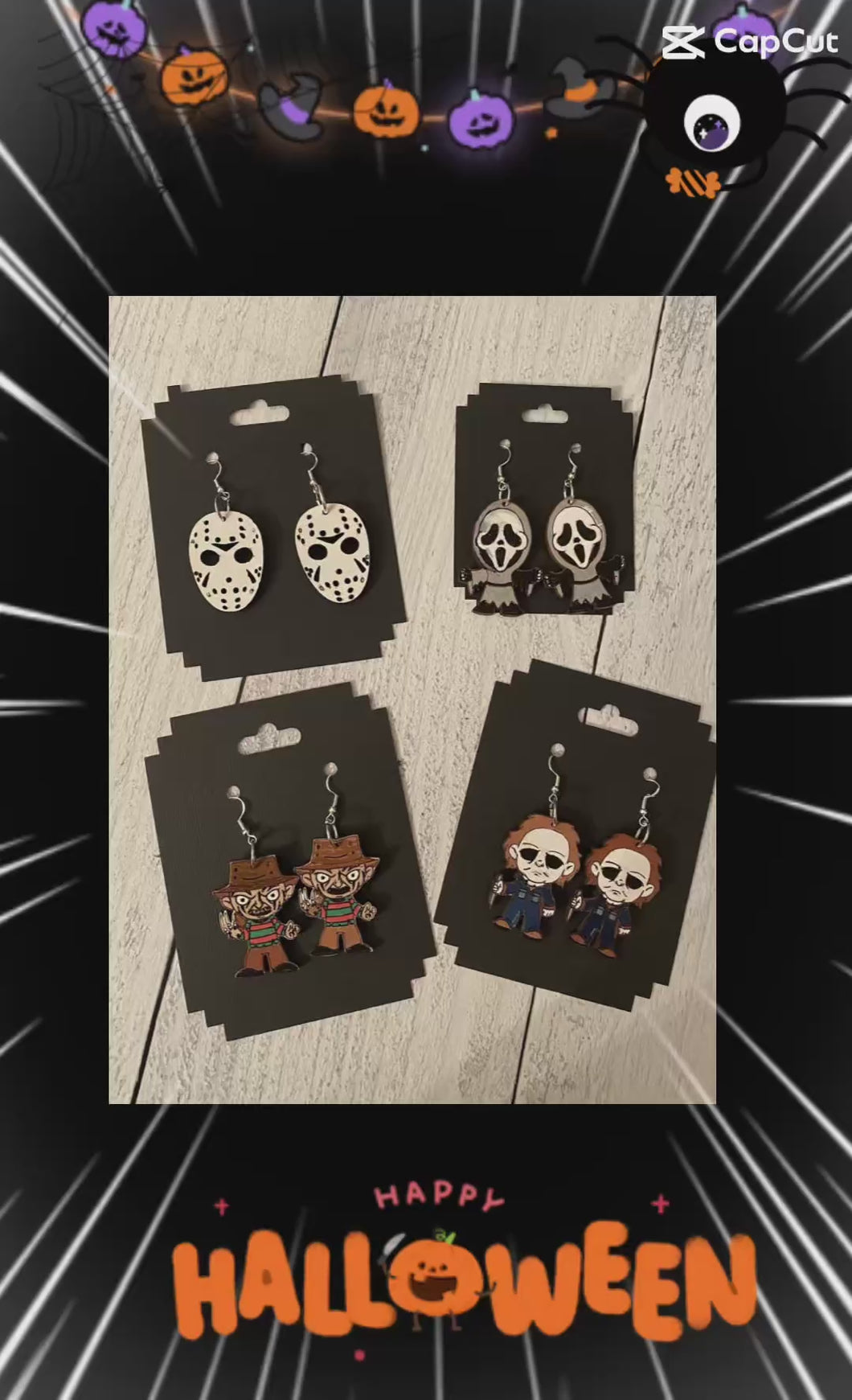 Spooky Horror Movie Villian Earrings