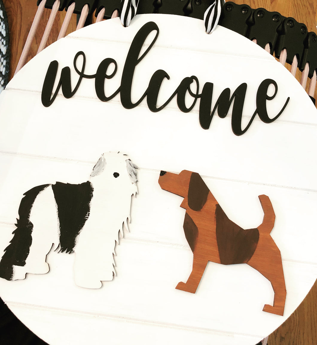 Custom wood door dog sign