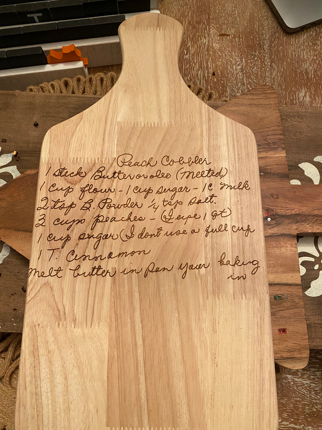 Recipe engraved cutting board