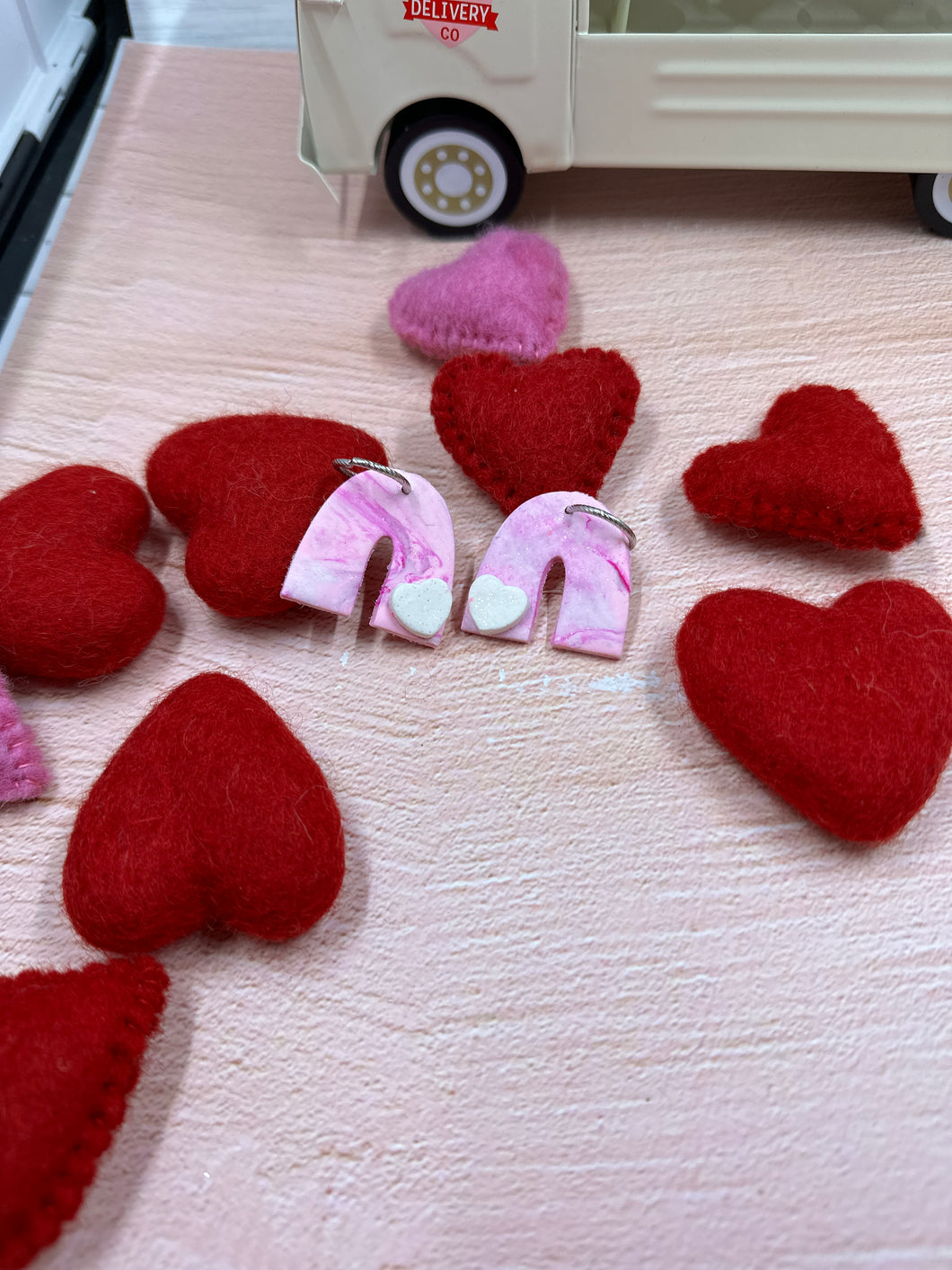 valentine rainbow arch earrings