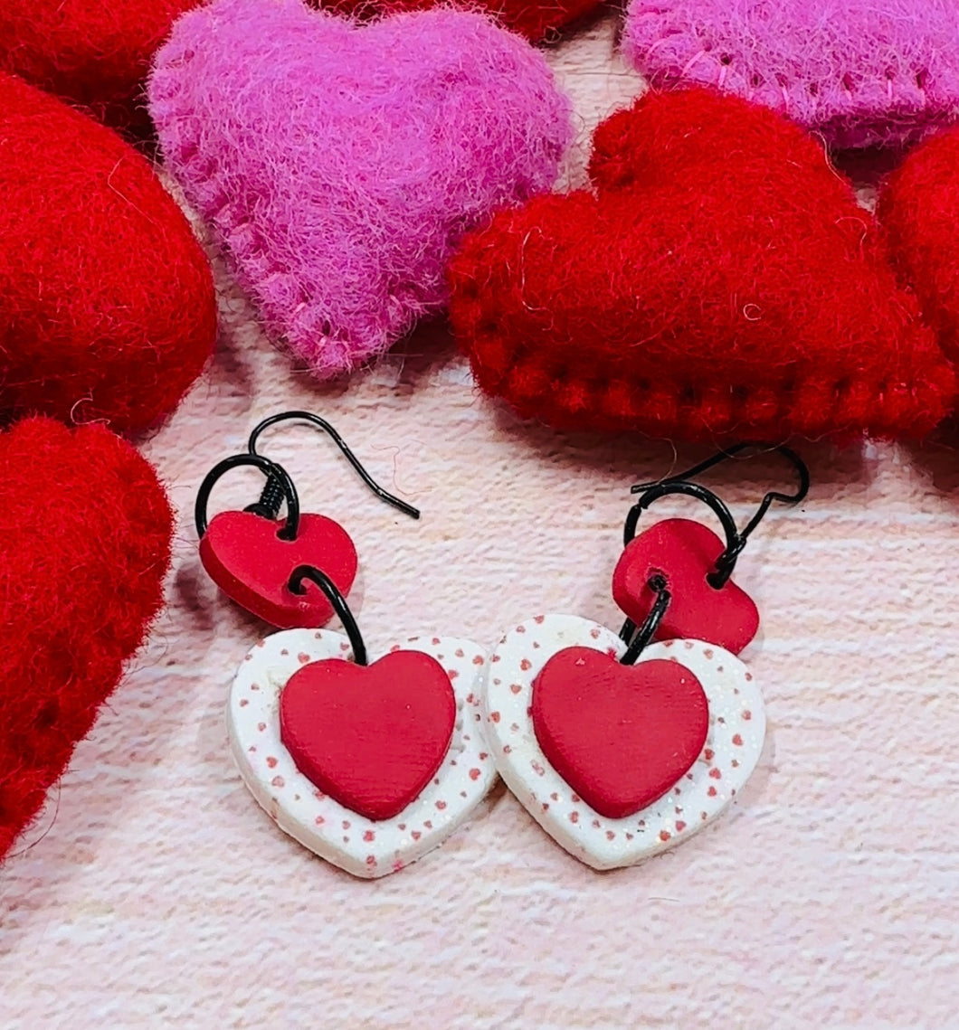 valentine double heart earrings