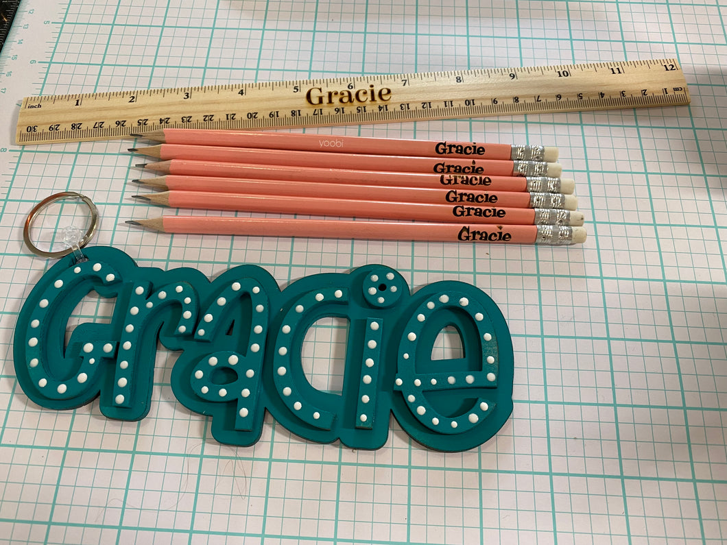 pencils with names/word/quote