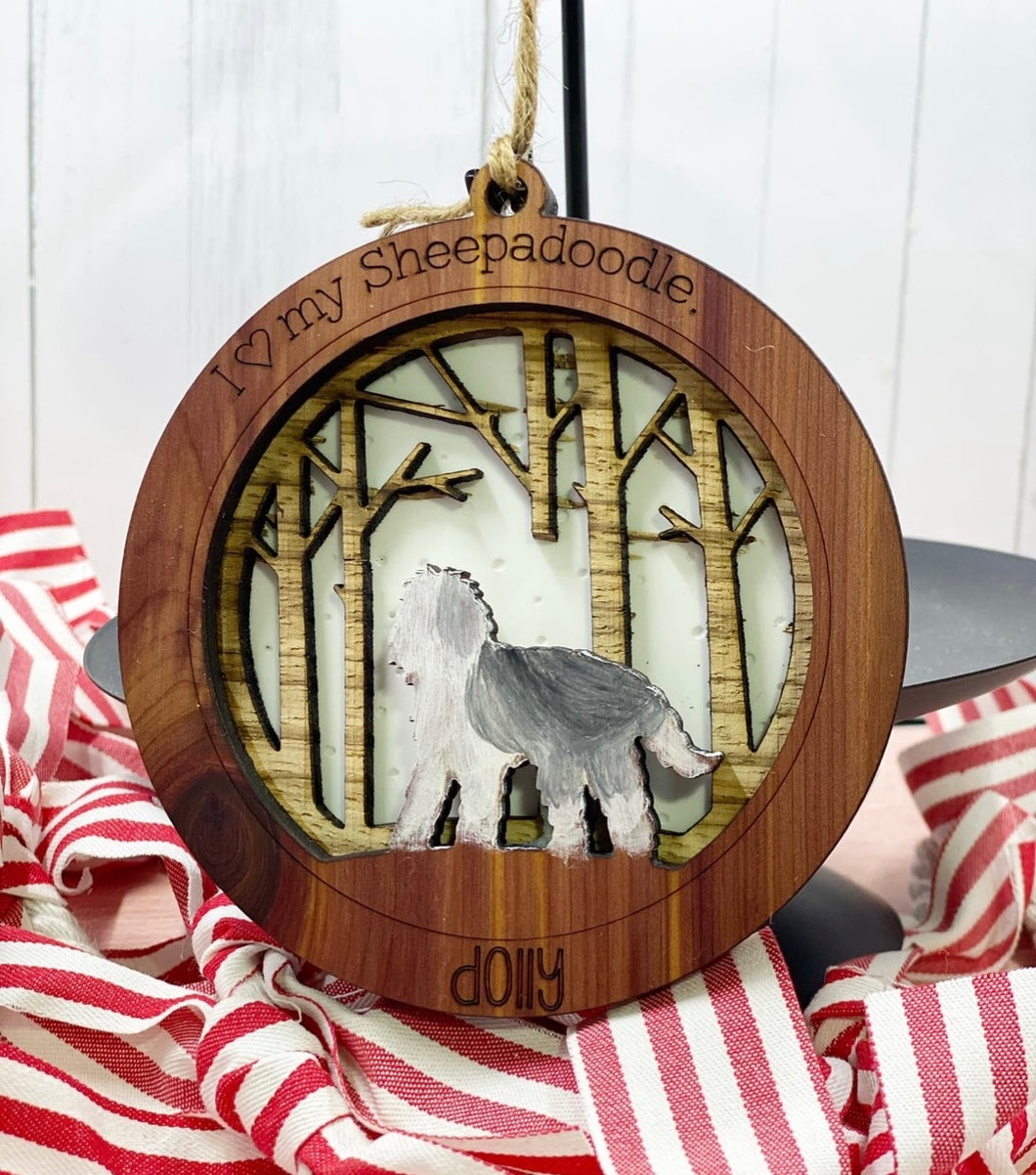 layered customized dog ornament